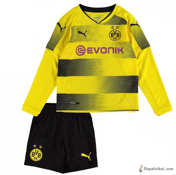 Camiseta Borussia Dortmund Replica Primera Ropa ML Niños 2017/18